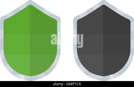 Green and black shields, illustration, vector on a white background. Stock Vector