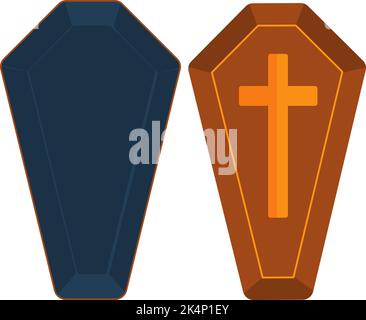 Wooden coffin, illustration, vector on a white background. Stock Vector