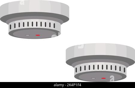 White smart smoke alarm, illustration, vector on a white background. Stock Vector