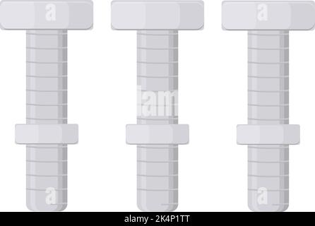 Three metal screws, illustration, vector on a white background. Stock Vector