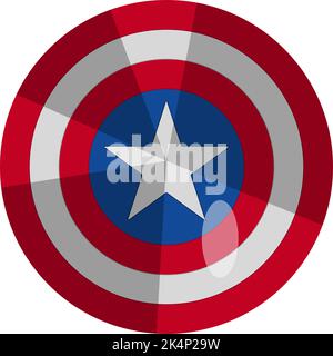 Superhero shield, illustration, vector on a white background. Stock Vector