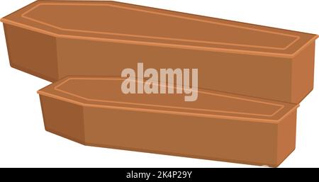 Two wooden coffins, illustration, vector on a white background. Stock Vector