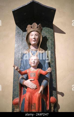 Madonna Enthroned and Child - 14th Century Umbrian Art in the Bargello Museum Florence Italy Stock Photo