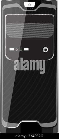 CPU Desktop, illustration, vector on a white background. Stock Vector