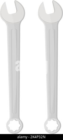 Grey steel spanners, illustration, vector on a white background. Stock Vector