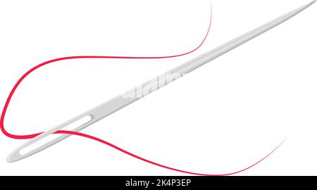 sewing needle with red thread on white background Stock Vector Image & Art  - Alamy