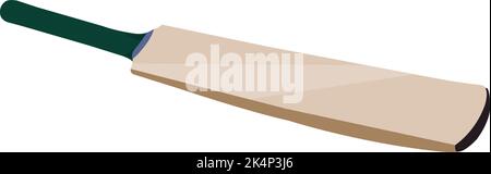 Cricket bat with dark green handle, illustration, vector on a white background. Stock Vector