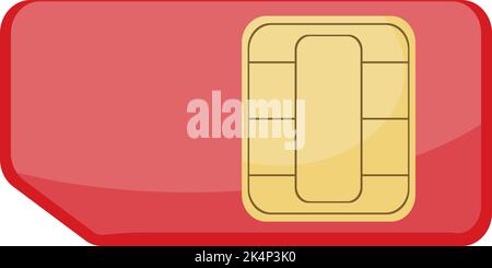 Red sim card, illustration, vector on a white background. Stock Vector