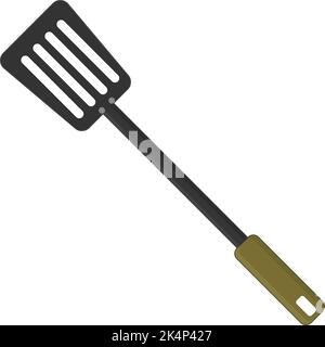 Black kitchen spatula, illustration, vector on a white background. Stock Vector