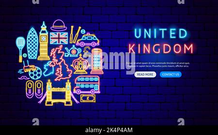 Great Britain Neon Banner Design Stock Vector