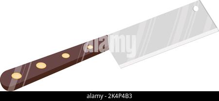 Cleaver with wooden handle, illustration, vector on a white background. Stock Vector