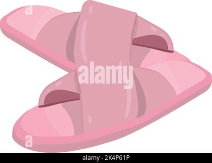 Pink slippers, illustration, vector on a white background. Stock Vector