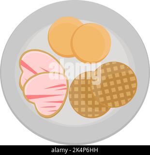 Cookies on the plate, illustration, vector on a white background. Stock Vector