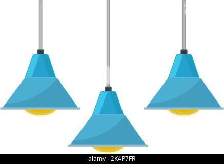 Blue ceiling lamps, illustration, vector on a white background. Stock Vector