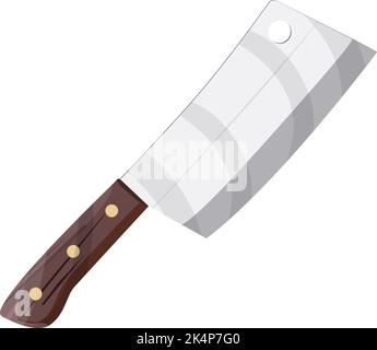 Cooking cleaver, illustration, vector on a white background. Stock Vector