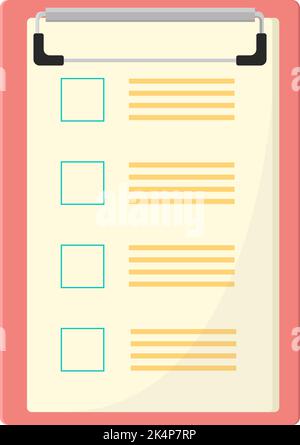 Pink clipboard, illustration, vector on a white background. Stock Vector