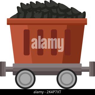 Coal trolley, illustration, vector on a white background. Stock Vector