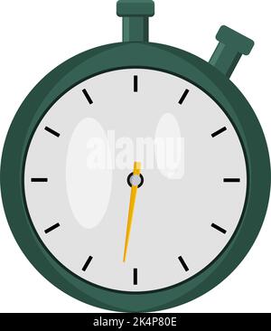 Green stopwatch, illustration, vector on a white background. Stock Vector