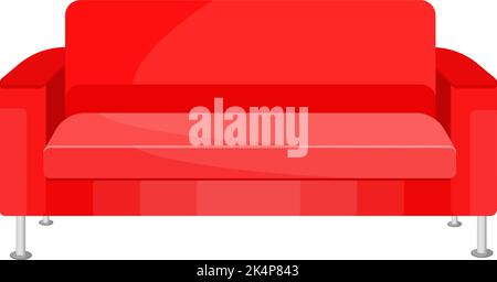 Red sofa, illustration, vector on a white background. Stock Vector