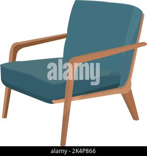 Blue wooden sofa chair, illustration, vector on a white background. Stock Vector