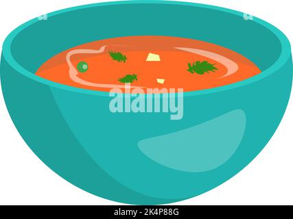 Healthy tomato soup, illustration, vector on a white background. Stock Vector