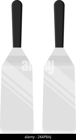 Silver cake spatulas, illustration, vector on a white background. Stock Vector