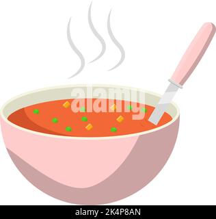 Tomato soup, illustration, vector on a white background. Stock Vector