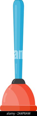 Toilet plunger, illustration, vector on a white background. Stock Vector