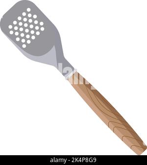 Metal spatula for frying, illustration, vector on a white background. Stock Vector