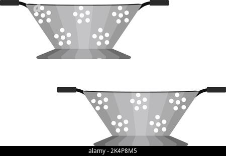 Vintage colanders, illustration, vector on a white background. Stock Vector