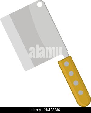 Sharp steel cleaver, illustration, vector on a white background. Stock Vector