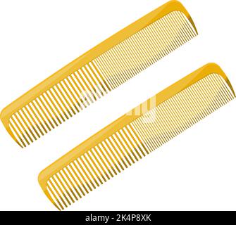 Two yellow hair combs, illustration, vector on a white background. Stock Vector