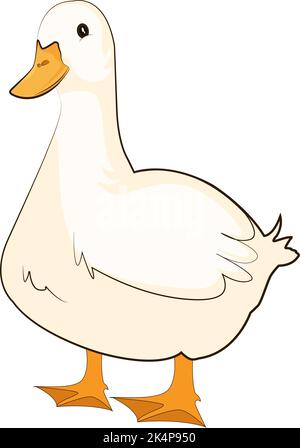 White duck, illustration, vector on a white background. Stock Vector