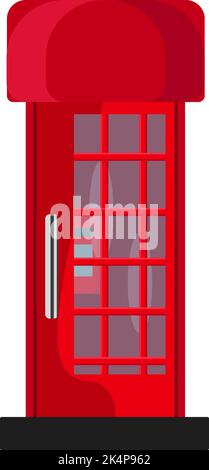 Red telephone station, illustration, vector on a white background. Stock Vector