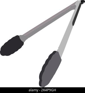 Black kitchen tongs, illustration, vector on a white background. Stock Vector