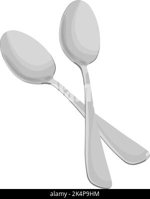 Silver spoons, illustration, vector on a white background. Stock Vector
