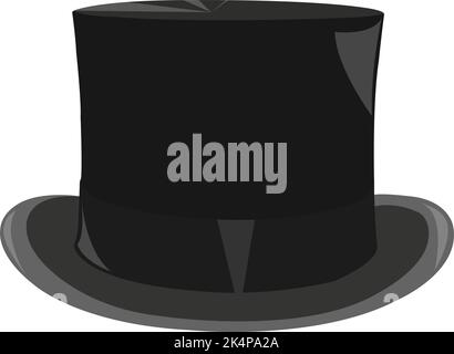 Black mens cylinder hat, illustration, vector on a white background. Stock Vector