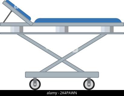 Hospital stretcher bed, illustration, vector on a white background. Stock Vector