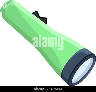 Green flashlight, illustration, vector on a white background. Stock Vector