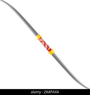 Red double blade sword, illustration, vector on a white background. Stock Vector