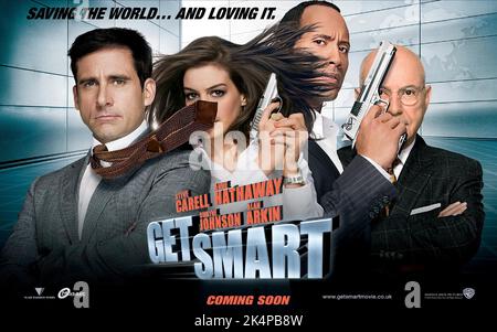 STEVE CARELL, ANNE HATHAWAY, DWAYNE JOHNSON, ALAN ARKIN POSTER, GET SMART, 2008 Stock Photo