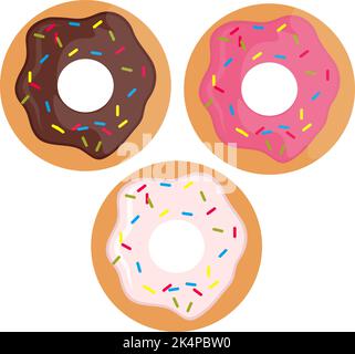 Donuts set isolated on white background in realistic style. Color ...