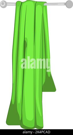 Green bathroom towel, illustration, vector on a white background. Stock Vector