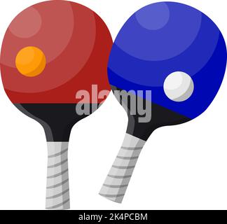 Red and blue table tennis rackets, illustration, vector on a white background. Stock Vector