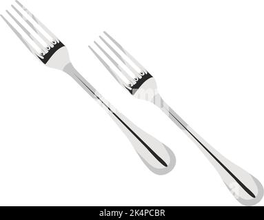 Silver forks, illustration, vector on a white background. Stock Vector