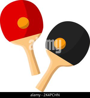 Red and black table tennis rackets, illustration, vector on a white background. Stock Vector