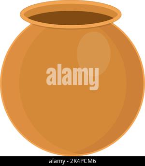 Clay decorative pot, illustration, vector on a white background. Stock Vector