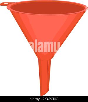 Red plastic funnel, illustration, vector on a white background. Stock Vector