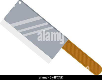 Stainless steel cleaver, illustration, vector on a white background. Stock Vector