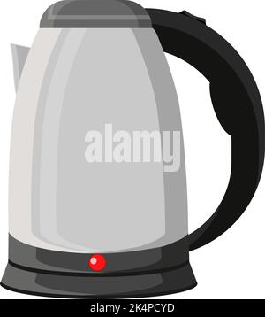 Electric grey kettle, illustration, vector on a white background. Stock Vector